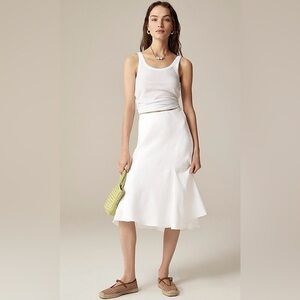 J. Crew White A-Line Midi Skirt